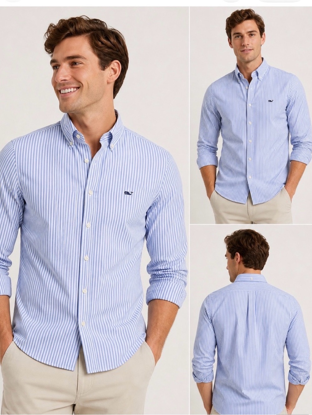 Vineyard Vines Light Blue and White Striped Button-Down Shirt